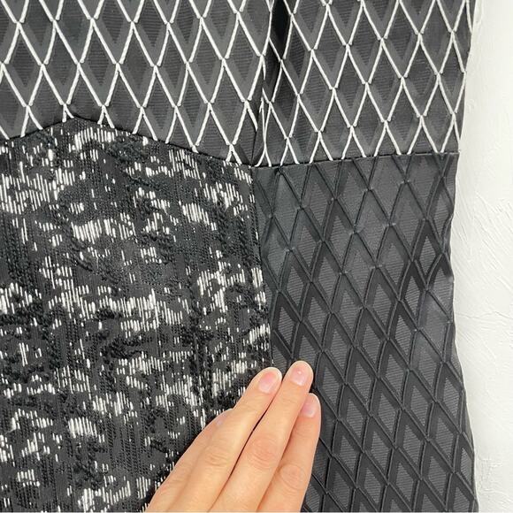 Jonathan Simkhai Black & White Textured Patchwork Style Fit & Flare Mini Dress 6 - Picture 6 of 11